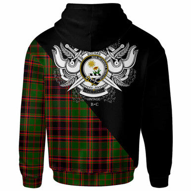 Scottish Buchan Clan Crest Tartan Hoodie - Military Logo Back Side Tartan Plaid