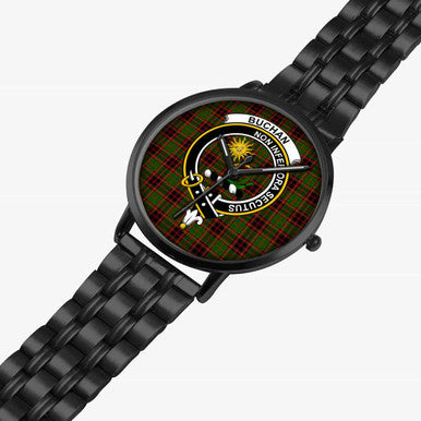 Scottish Buchan Clan Crest Tartan Instafamous Steel Quartz Watches Tartan Plaid Black 2