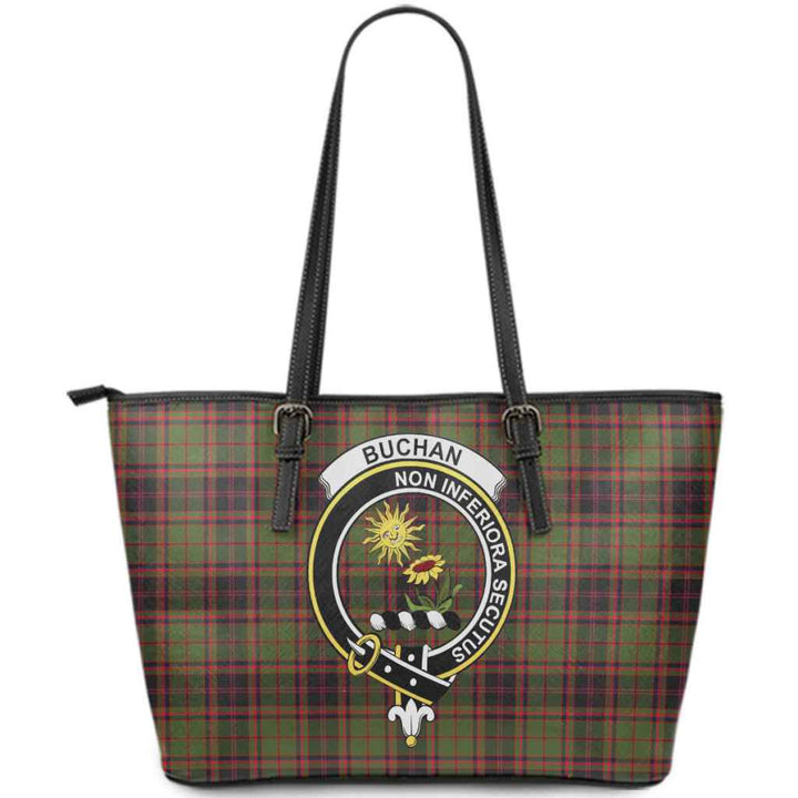 Scottish Buchan Clan Crest Tartan Leather Tote Tartan Plaid