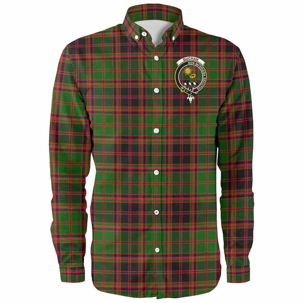 Scottish Buchan Clan Crest Tartan Long Sleeve Shirt Front Side Tartan Plaid