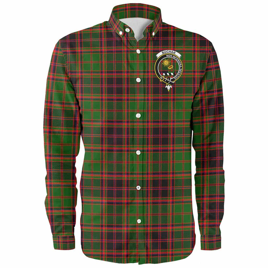 Scottish Buchan Clan Badge Tartan Long Sleeve Shirt Front Side Tartan Plaid
