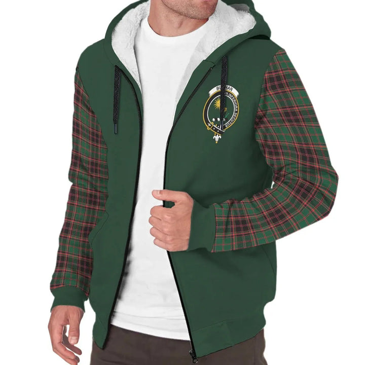 Scottish Buchan Clan Crest Tartan Plaid Sleeve Sherpa Hoodie
