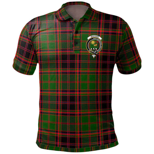 Scottish Buchan Clan Crest Tartan Polo Shirt Front Side Tartan Plaid