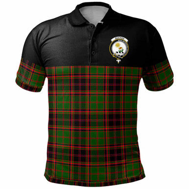 Scottish Buchan Clan Crest Tartan Polo Shirt - Horizontal Style Front Side Tartan Plaid