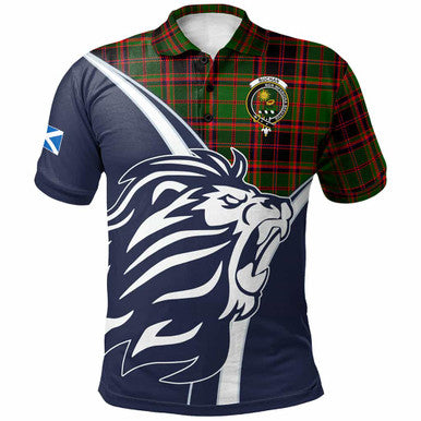 Scottish Buchan Clan Crest Tartan Polo Shirt - Scottish Flag With Lion Front Side Tartan Plaid