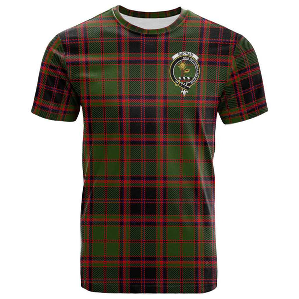 Scottish Buchan Clan Crest Tartan T-Shirt Front Side Tartan Plaid