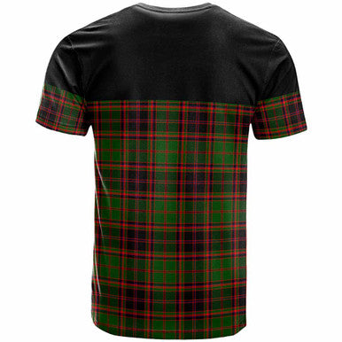 Scottish Buchan Clan Crest Tartan T-Shirt - Horizontal Style Back Side Tartan Plaid