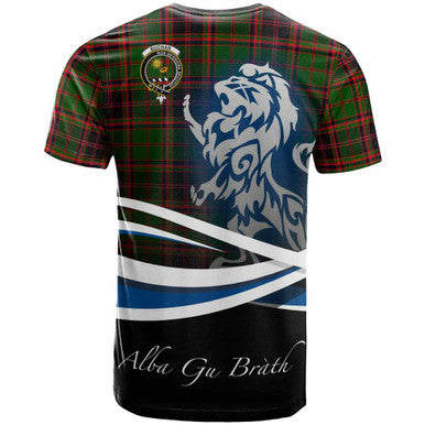 Scottish Buchan Clan Crest Tartan T-Shirt - Scotland Lion Back Side Tartan Plaid