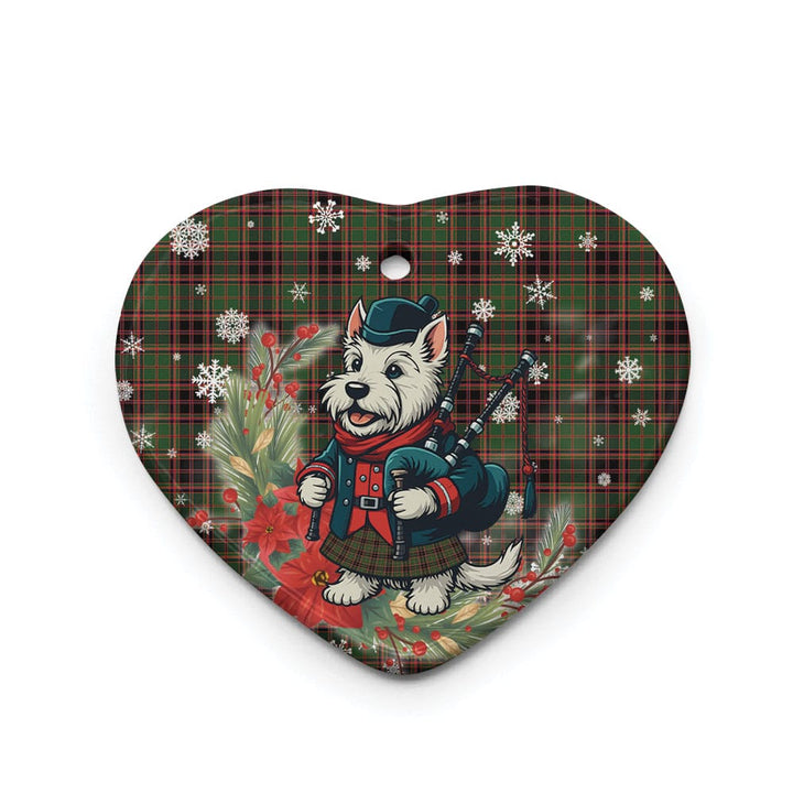 Scottish Buchan Modern Clan Tartan Ceramic Ornament Cute Scottish Terrier Dog Heart Style Tartan Plaid