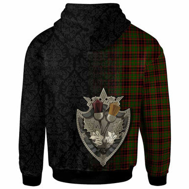 Scottish Buchan Modern Clan Tartan Hoodie - Half Thistle Flowers Celtic Design Back Side Tartan Plaid