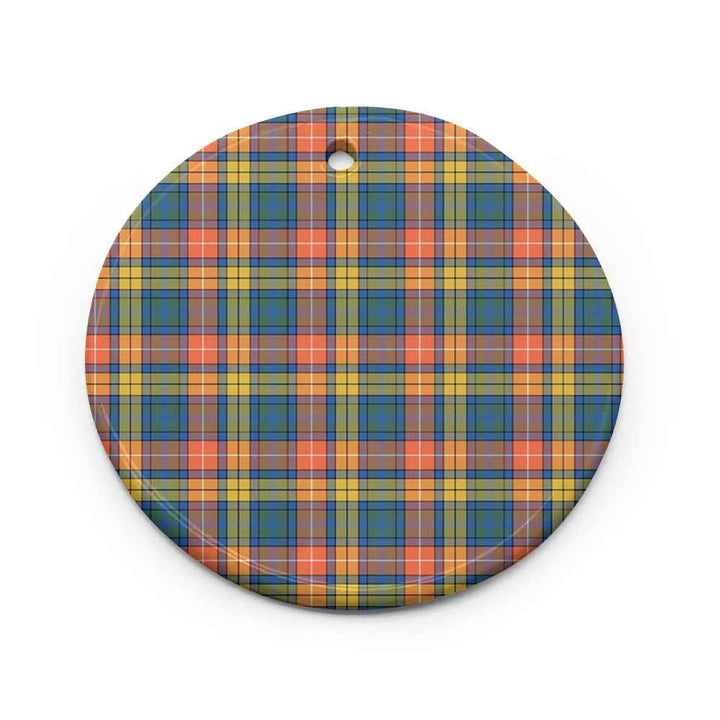 Scottish Buchanan Ancient Clan Tartan Ceramic Ornament Circle Shape Tartan Plaid