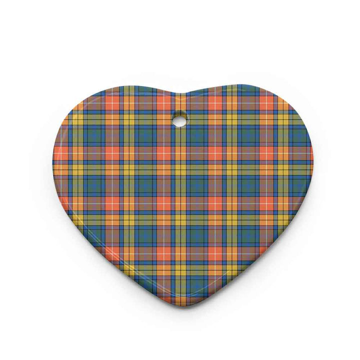 Scottish Buchanan Ancient Clan Tartan Ceramic Ornament Heart Shape Tartan Plaid