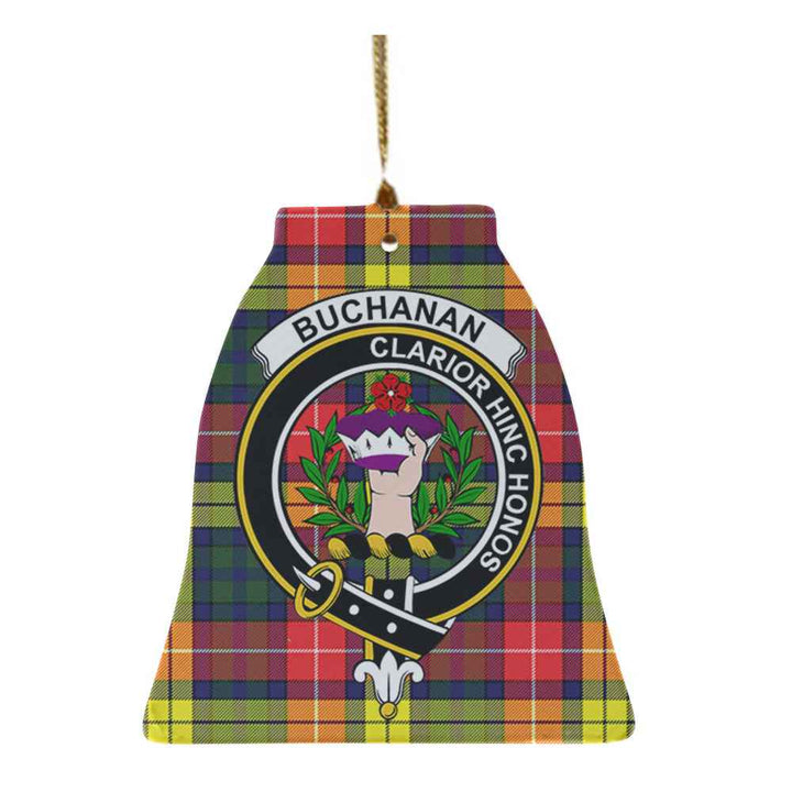 Scottish Buchanan Clan Crest Tartan Ceramic Ornament Bell Shape Tartan Plaid