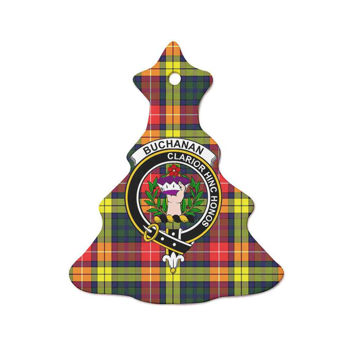 Scottish Buchanan Clan Crest Tartan Ceramic Ornament Tree Shape Tartan Plaid