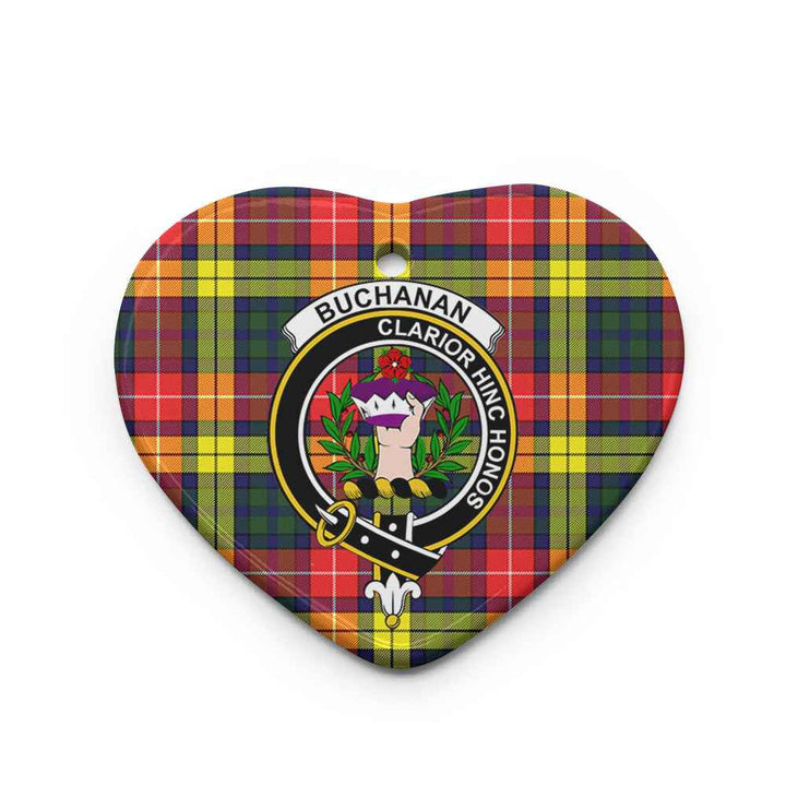 Scottish Buchanan Clan Crest Tartan Ceramic Ornament Heart Shape Tartan Plaid