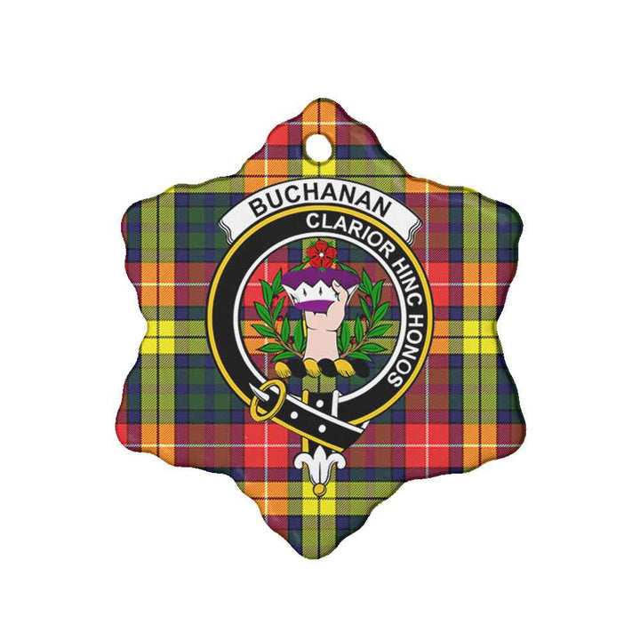 Scottish Buchanan Clan Crest Tartan Ceramic Ornament Snow Flake Shape Tartan Plaid