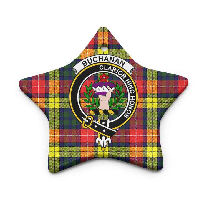 Scottish Buchanan Clan Crest Tartan Ceramic Ornament Star Shape Tartan Plaid