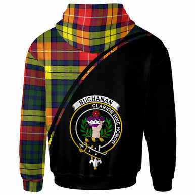 Scottish Buchanan Clan Crest Tartan Curve Hoodie Back Side Tartan Plaid