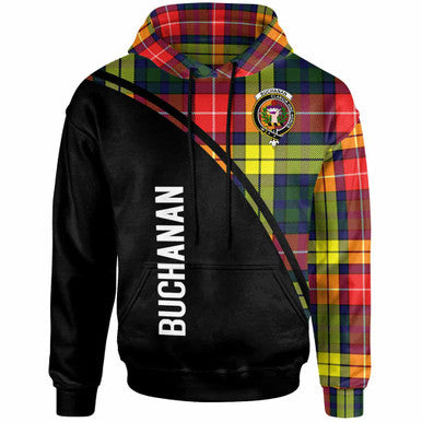 Scottish Buchanan Clan Crest Tartan Curve Hoodie Front Side Tartan Plaid