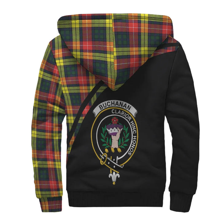 Scottish Buchanan Clan Crest Tartan Curve Sherpa Hoodie