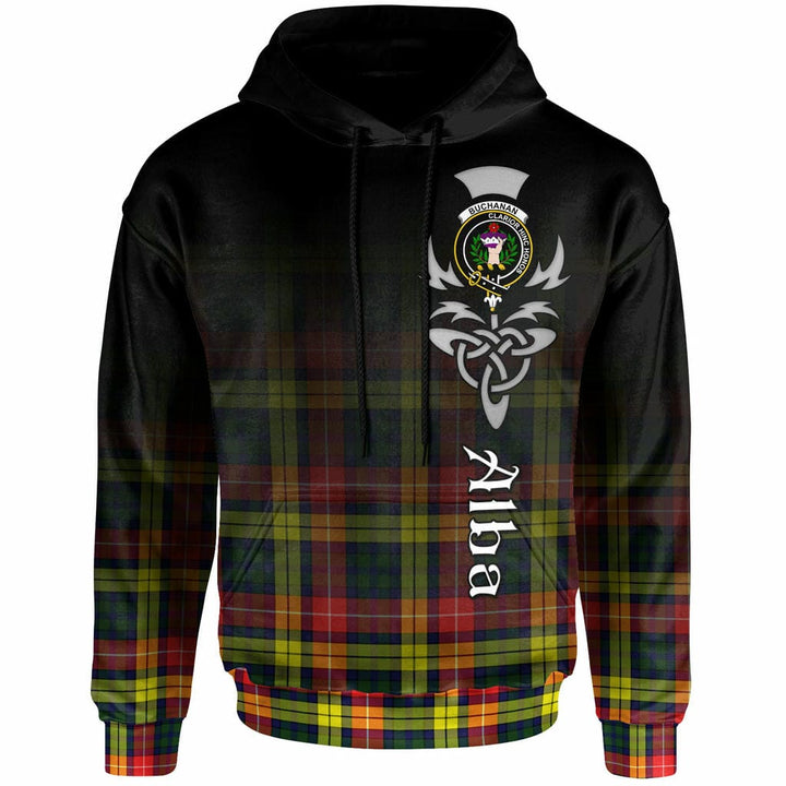 Scottish Buchanan Clan Crest Tartan Hoodie - Alba Gu Brath Family Crest Celtic Inspired Front Side Tartan Plaid