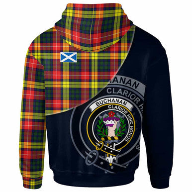 Scottish Buchanan Clan Crest Tartan Hoodie - Bend Style Back Side Tartan Plaid