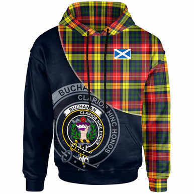 Scottish Buchanan Clan Crest Tartan Hoodie - Bend Style Front Side Tartan Plaid