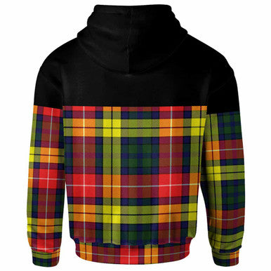 Scottish Buchanan Clan Crest Tartan Hoodie - Horizontal Style Back Side Tartan Plaid