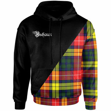 Scottish Buchanan Clan Crest Tartan Hoodie - Military Logo Front Side Tartan Plaid