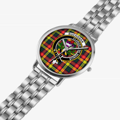 Scottish Buchanan Clan Crest Tartan Instafamous Steel Quartz Watches Tartan Plaid Silver 2