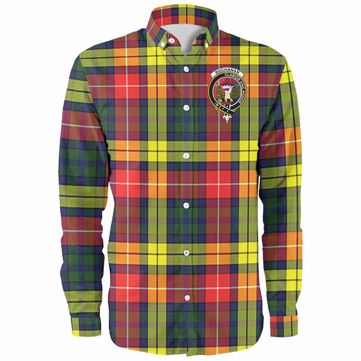 Scottish Buchanan Clan Crest Tartan Long Sleeve Shirt Front Side Tartan Plaid