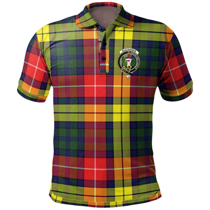 Scottish Buchanan Clan Crest Tartan Polo Shirt Front Side Tartan Plaid