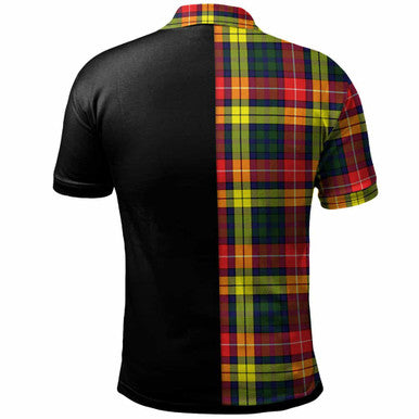 Scottish Buchanan Clan Crest Tartan Polo Shirt - Half in Me Back Side Tartan Plaid