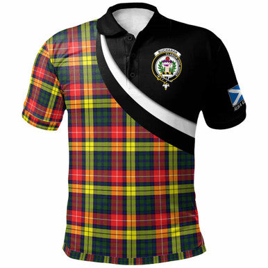 Scottish Buchanan Clan Crest Tartan Polo Shirt - Scotland Forever Style Front Side Tartan Plaid