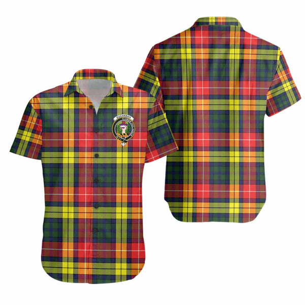Scottish Buchanan Clan Crest Tartan Short Sleeve Shirt Tartan Plaid