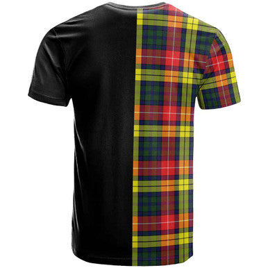 Scottish Buchanan Clan Crest Tartan T-Shirt Half in Me Back Side Tartan Plaid