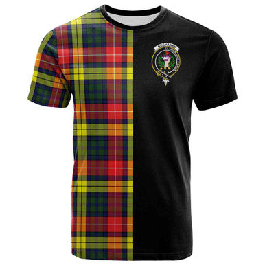 Scottish Buchanan Clan Crest Tartan T-Shirt Half in Me Front Side Tartan Plaid