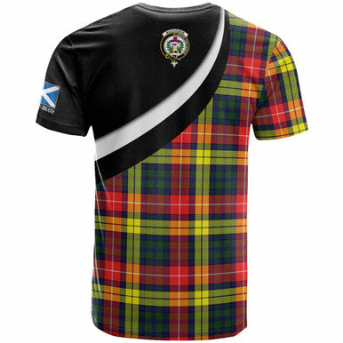 Scottish Buchanan Clan Crest Tartan T-Shirt - Scotland Forever Style Back Side Tartan Plaid