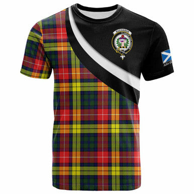 Scottish Buchanan Clan Crest Tartan T-Shirt - Scotland Forever Style Front Side Tartan Plaid
