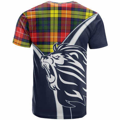 Scottish Buchanan Clan Crest Tartan T-Shirt - Bend Style Back Side Tartan Plaid