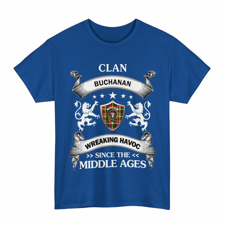 Scottish Buchanan Clan Crest Tartan T-Shirt Wreaking Havoc Design Tartan Plaid Royal Color