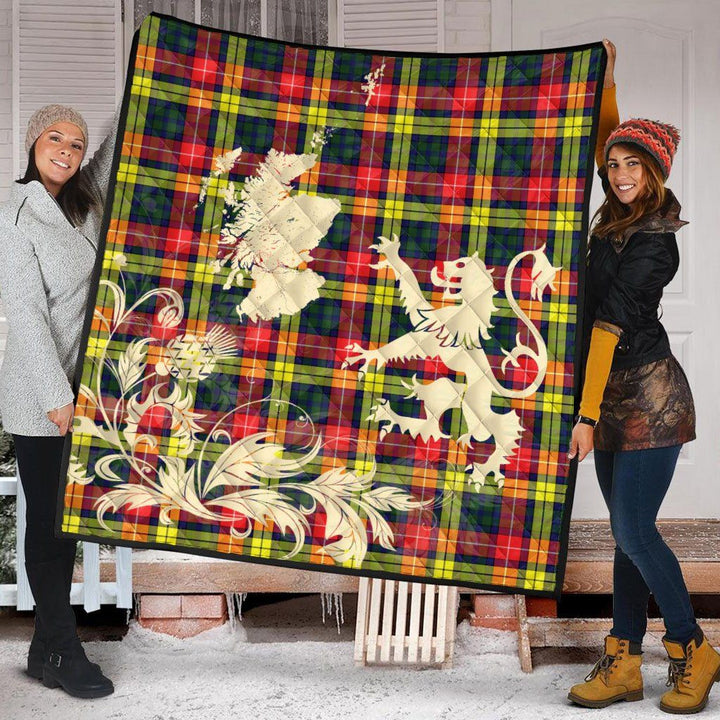 Scottish Buchanan Hunting Clan Tartan Quilt Rampant Lion with Thistle Tartan Plaid 2
