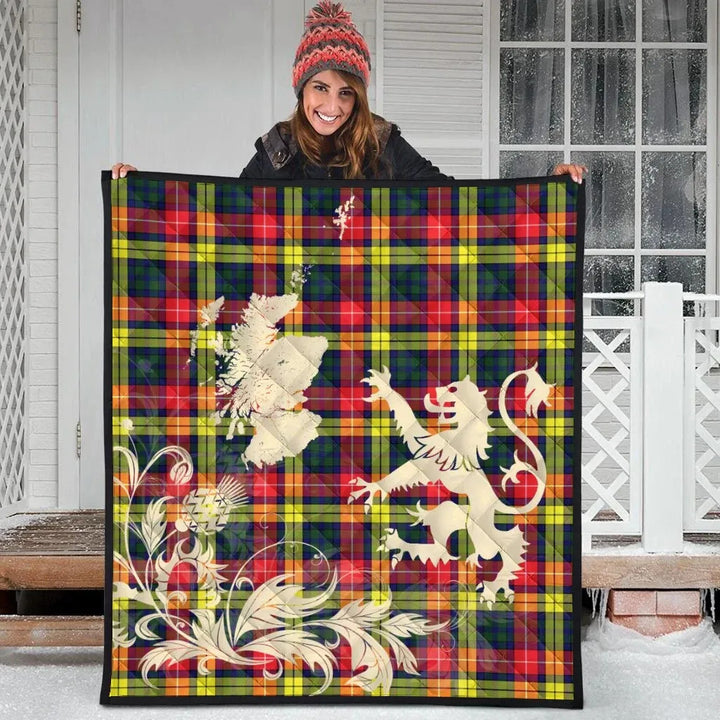Scottish Buchanan Hunting Clan Tartan Quilt Rampant Lion with Thistle Tartan Plaid 3