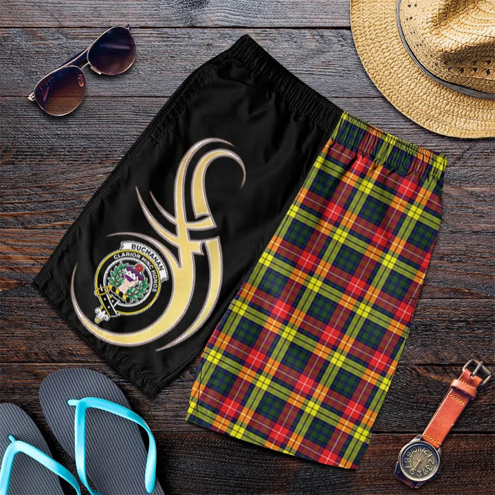 Scottish Buchanan Modern Clan Crest Tartan Believe in Me Men's Shorts
