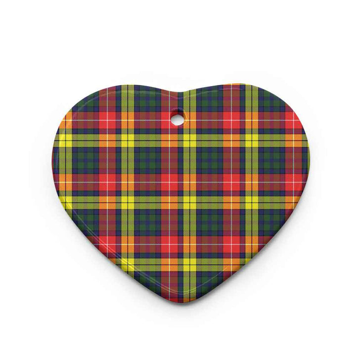 Scottish Buchanan Modern Clan Tartan Ceramic Ornament Heart Shape Tartan Plaid