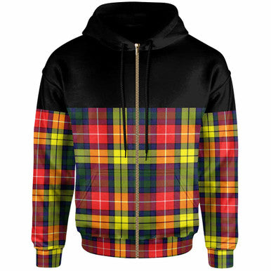 Scottish Buchanan Modern Clan Tartan Hoodie - Horizontal Style Zip Tartan Plaid