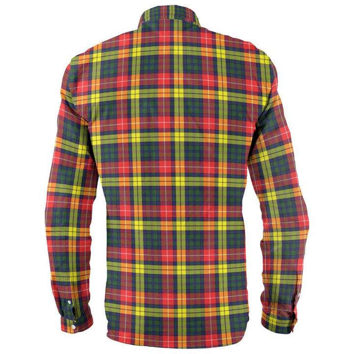 Scottish Buchanan Modern Clan Tartan Long Sleeve Shirt Back Side Tartan Plaid