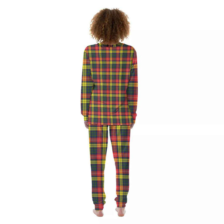 Scottish Buchanan Modern Clan Tartan Pajama Set Women Back Side Tartan Plaid