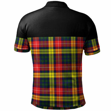 Scottish Buchanan Modern Clan Tartan Polo Shirt - Horizontal Style Back Side Tartan Plaid