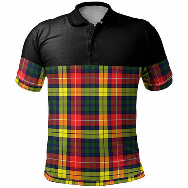Scottish Buchanan Modern Clan Tartan Polo Shirt - Horizontal Style Front Side Tartan Plaid